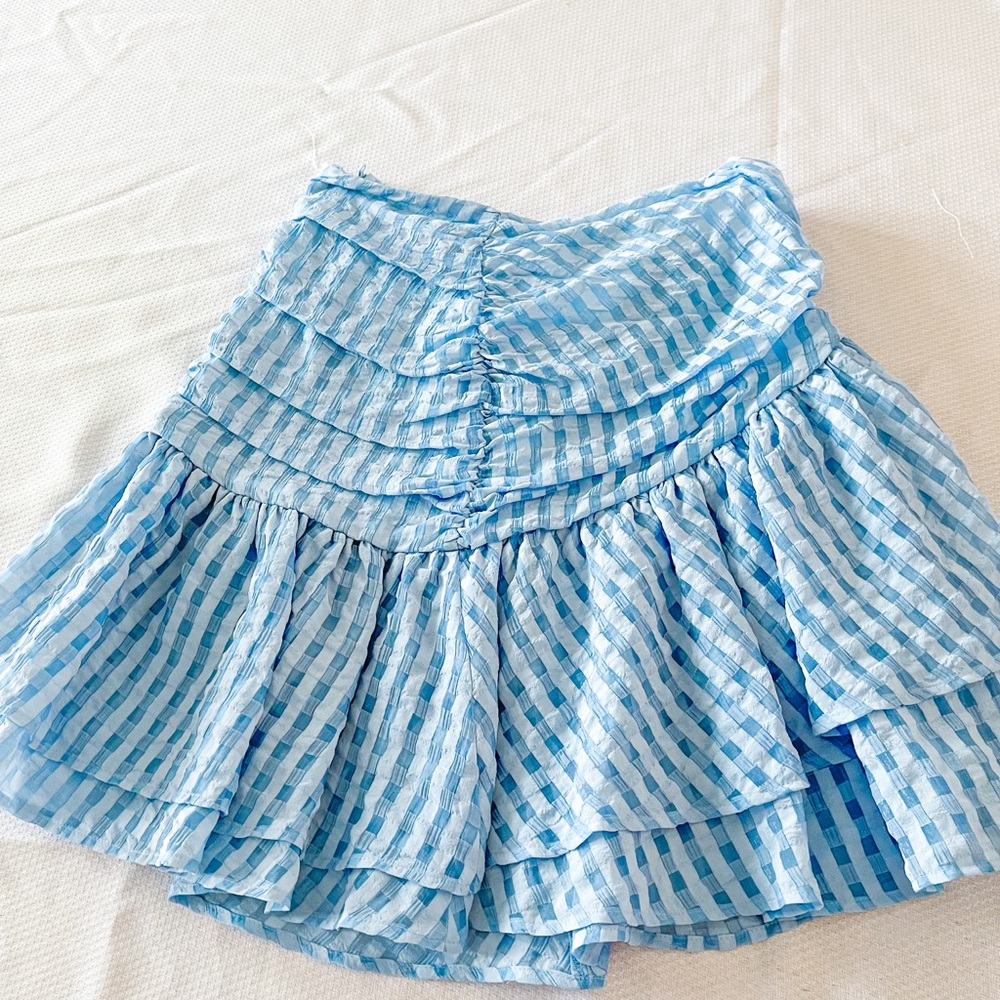 H&M BLUE RUFFLE MINI SKIRT